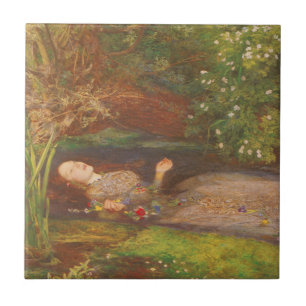 Ophelia by Millais, Vintage Victorian Fine Art Kakelplatta