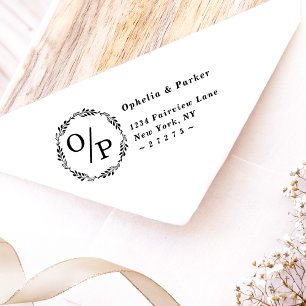 Ophelia Circle Bröllopsmonogram Returadress Självfärgande Stämpel