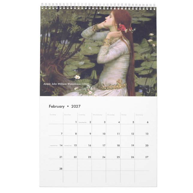 Ophelia Classic Art  Calendar Kalender (Feb 2027)