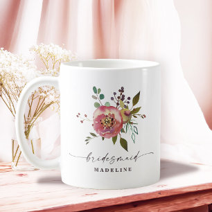 Ophelia Cottagecore Dammtrosa Blommig Brudtjänstef Kaffemugg