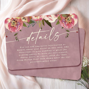 Ophelia Cottagecore Dammtrosa Bröllopsdetaljer Tilläggskort