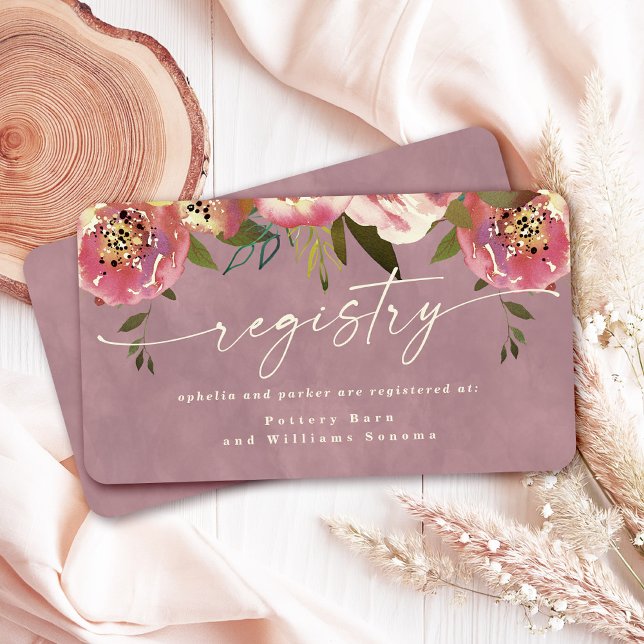 Ophelia Cottagecore Dammtrosa Bröllopspresentregis Tilläggskort (Say "I DO" to Romantic Watercolor Florals and a Cottagecore Vibe with the Ophelia Wedding Suite.)