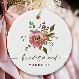 Ophelia Cottagecore Dusty Rosa Blommigt Bridesmaid Julgransprydnad Keramik