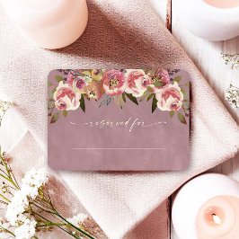 Ophelia Cottagecore Dusty Rosa Blommigt Bröllop Placeringskort