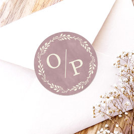Ophelia Cottagecore Rosa Monogram Wedding Stickers Runt Klistermärke