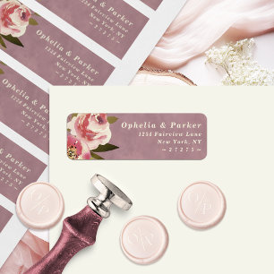 Ophelia Floral Dammrosa Bröllopsreturadress Returadress Etikett
