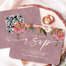 Ophelia Floral Dammrosa Webb QR-kod RSVP Tilläggskort