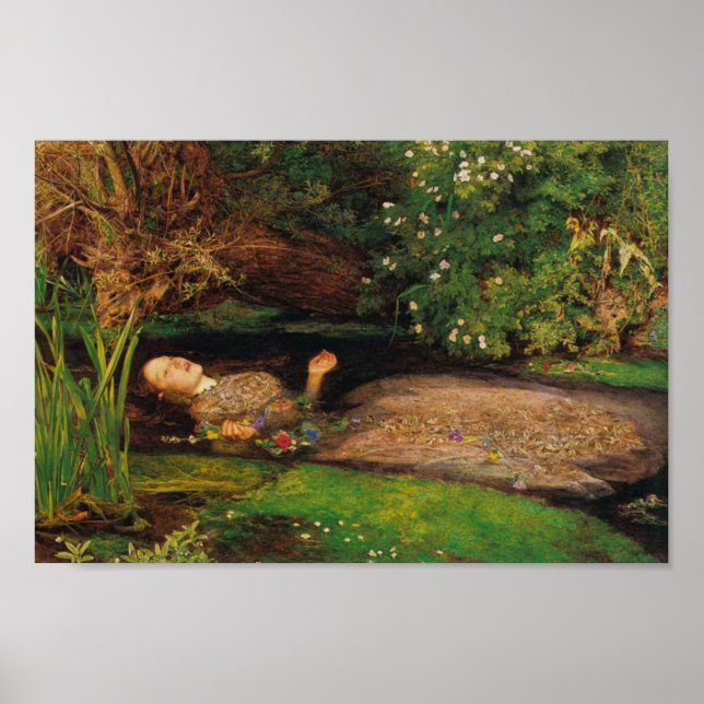 Ophelia - Herr John Everett Millais Poster (Framsidan)