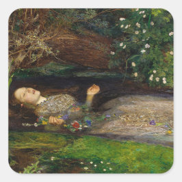 Ophelia i vatten fyrkantigt klistermärke