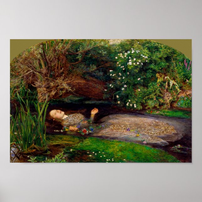 Ophelia, John Everett Millais, 1851-1852 Poster (Framsidan)