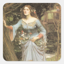 Ophelia med Bouquet Fyrkantigt Klistermärke