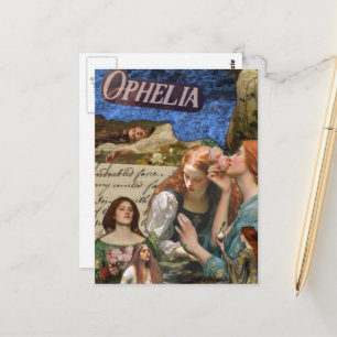 Ophelia Mixed Media Collage Vykort