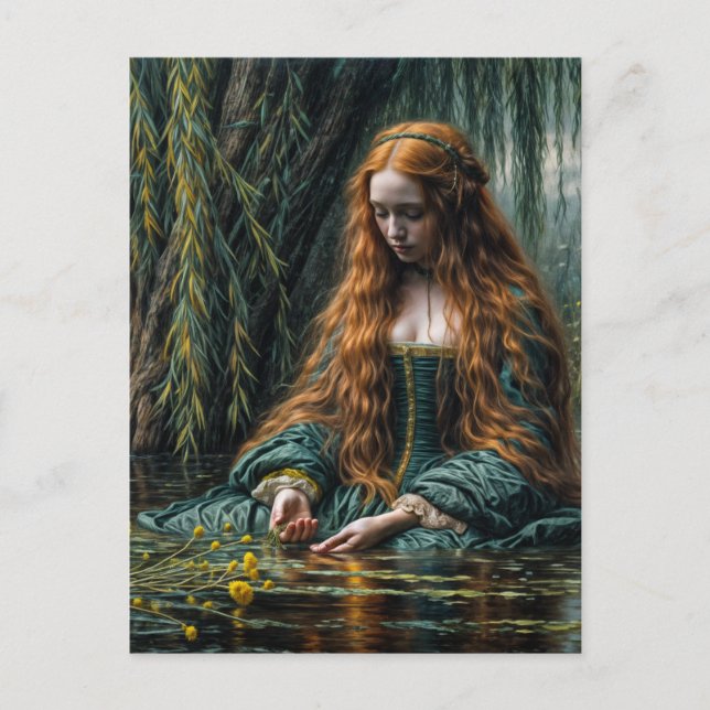 Ophelia Nära Pilträd Original Konst  Vykort (Framsida)