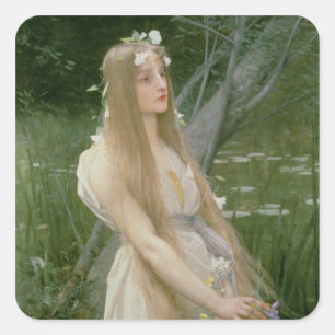 Ophelia (olja på kanfas) fyrkantigt klistermärke