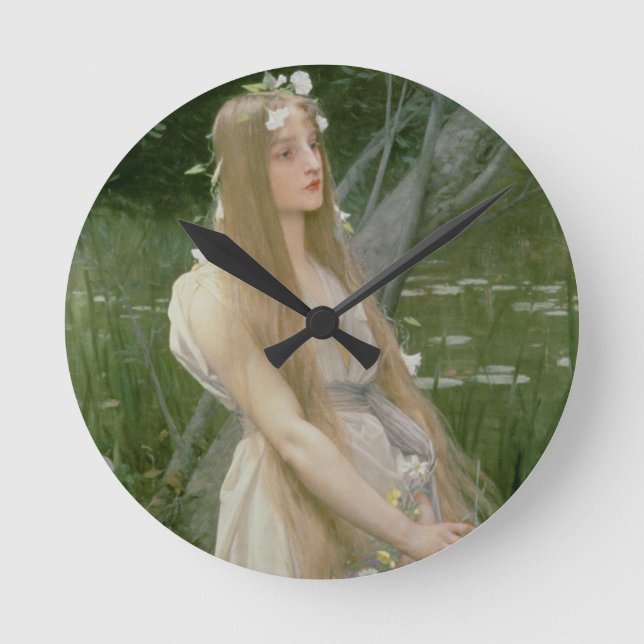 Ophelia (olja på kanvas) rund klocka (Framsida)