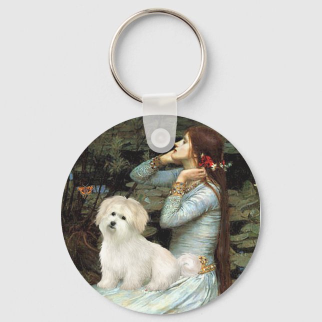 Ophelia sittande - Coton de Tulear 7 Nyckelring (Framsida)
