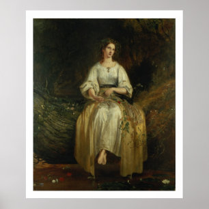 Ophelia som väver henne girlander, 1842 (olja på poster