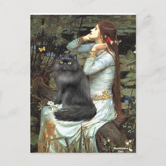 Ophelia - svart persisk katt vykort (Framsida)