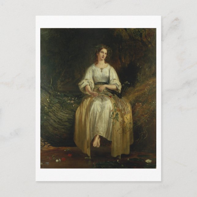 Ophelia väv sina trädgårdar, 1842 (olja på panelen vykort (Framsida)