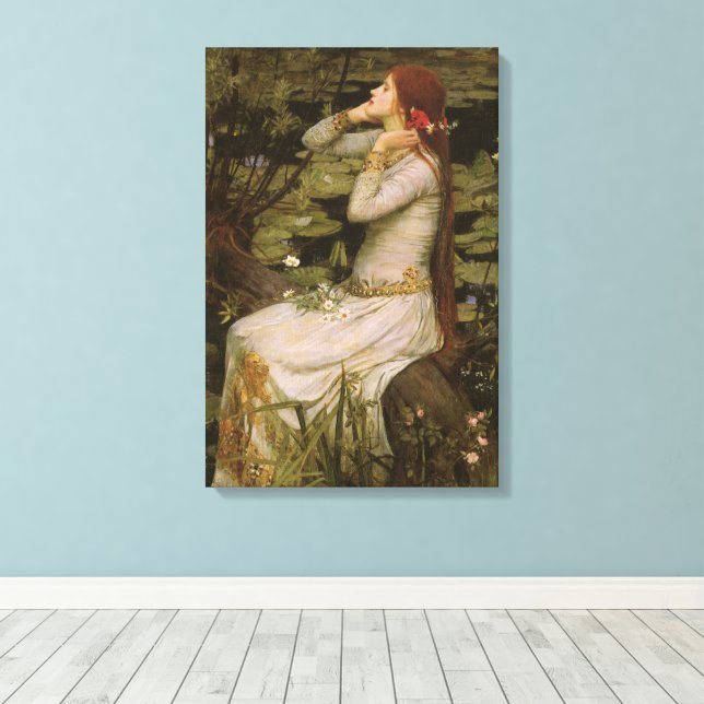 Ophelia vid dammen av John William Waterhouse Canvastryck (Insitu (trägolv))