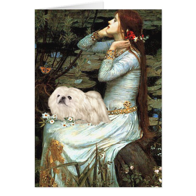 Ophelia - Vit Pekingeser 4 Hälsningskort (Framsidan)
