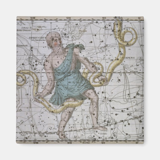 Ophiuchus eller Serpentarius från "A Celestial Atl Magnet (Framsidan)