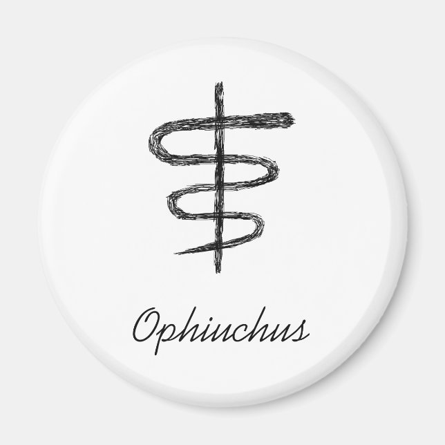 Ophiuchus. Zodiac-tecken. Black Sketch. Magnet (Framsidan)