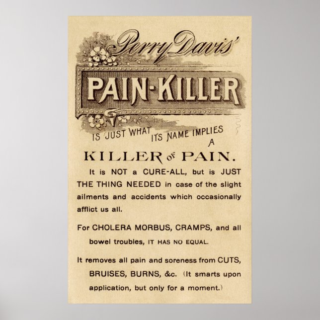 OPIATE PAIN KILLER PATENT MEDICIN POSTER (Framsidan)