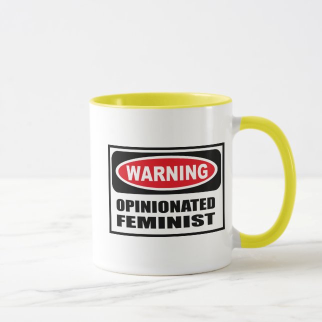 OPINIONATED FEMINISTISK mugg för varning (Höger)