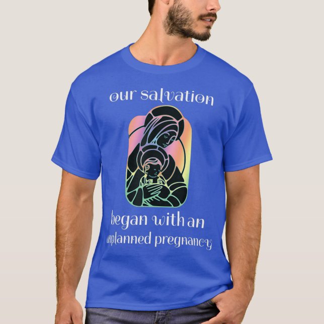 Oplanerad Gravid Jesus Mary ProLife Faith T Shirt (Framsida)