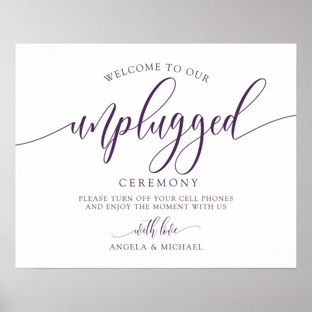 Oplockad bröllopsceremoni - Typografi - Plommonlil Poster (Framsidan)