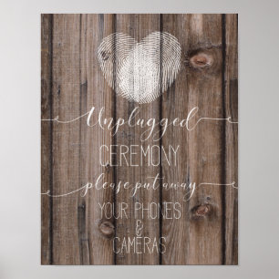 opluggad ceremoni, rustik wood bröllop Skriv ut Poster
