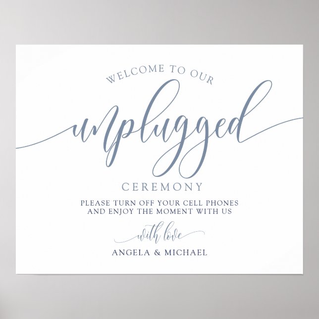 Opluggat Bröllop-tecken - typografi (Dusty Blue) Poster (Framsidan)