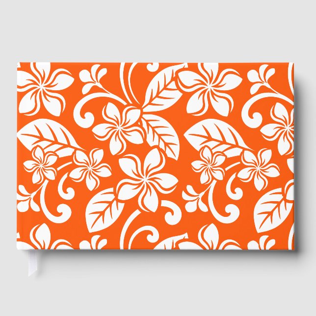 ÖPLUMERIA-MÖNSTER I MYCKET ORANGE GÄSTBÖCKER (Framsida)