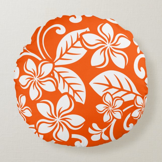 ÖPLUMERIA (MYCKET ORANGE) RUND KUDDE (Framsidan)