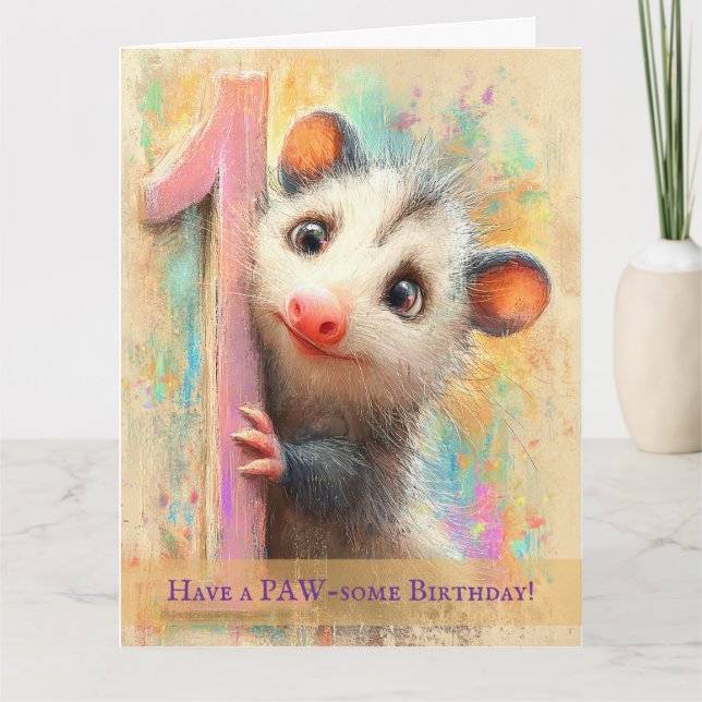 Opossum Birthday Card Kort (Framsida)