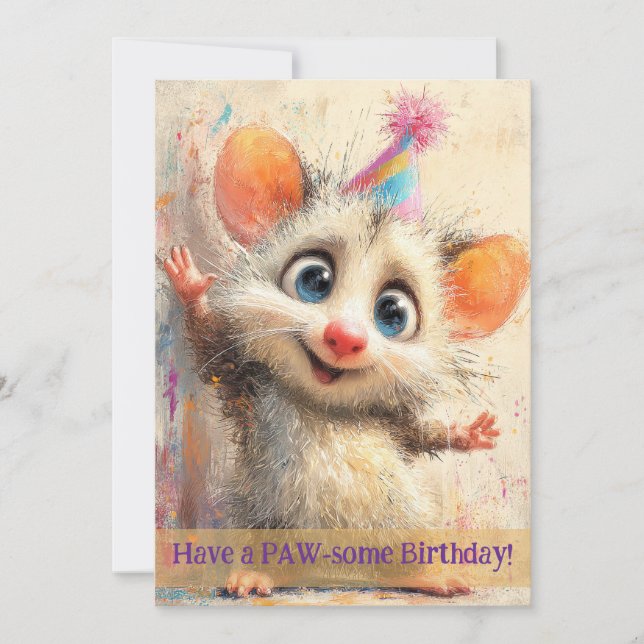 Opossum Birthday Card Kort (Framsida)