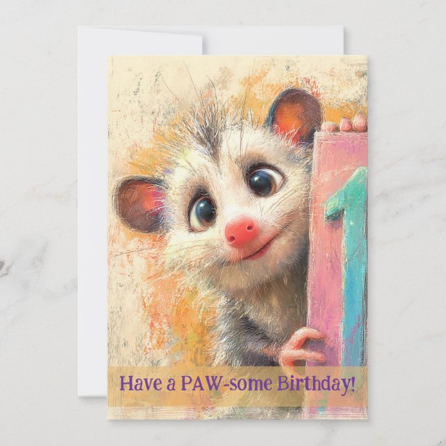 Opossum Birthday Card Kort (Framsida)