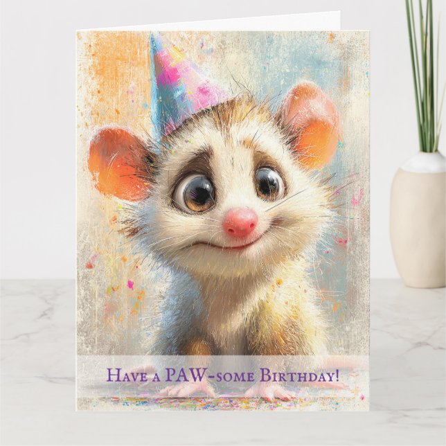 Opossum Birthday Card Kort (Framsida)