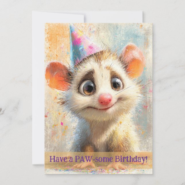 Opossum Birthday Card Kort (Framsida)