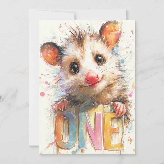 Opossum Birthday Card Kort (Framsida)