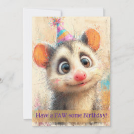 Opossum Birthday Card Kort