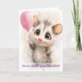 Opossum Birthday Card Kort