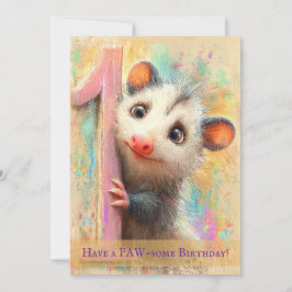 Opossum Birthday Card Kort