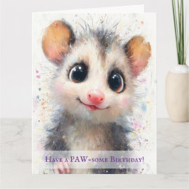 Opossum Birthday Card Kort
