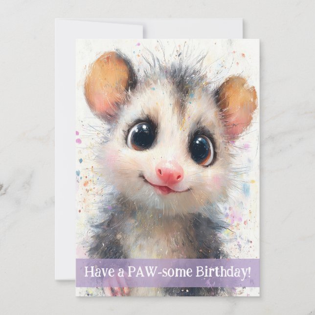 Opossum Birthday Card Kort (Framsida)
