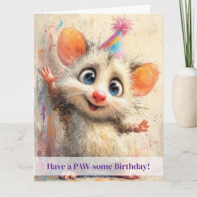 Opossum Birthday Card Kort (Framsida)
