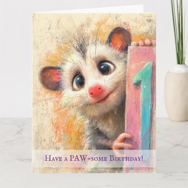 Opossum Birthday Card Kort (Framsida)
