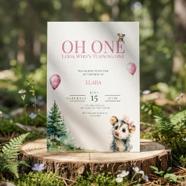 Opossum Birthday Invitation • Oh One 1st Birthday Spara Datumet