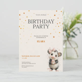 Opossum Birthday Invitation • Woodland Party Theme Spara Datumet